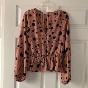 Sienna Sky size Med Pink top with Black floral detail